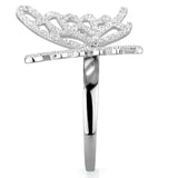 Rhodium 925 Sterling Silver Ring with AAA Grade CZ  in Clear