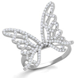 Rhodium 925 Sterling Silver Ring with AAA Grade CZ  in Clear
