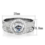 Rhodium 925 Sterling Silver Ring with AAA Grade CZ  in Clear