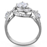 Rhodium 925 Sterling Silver Ring with AAA Grade CZ  in Clear