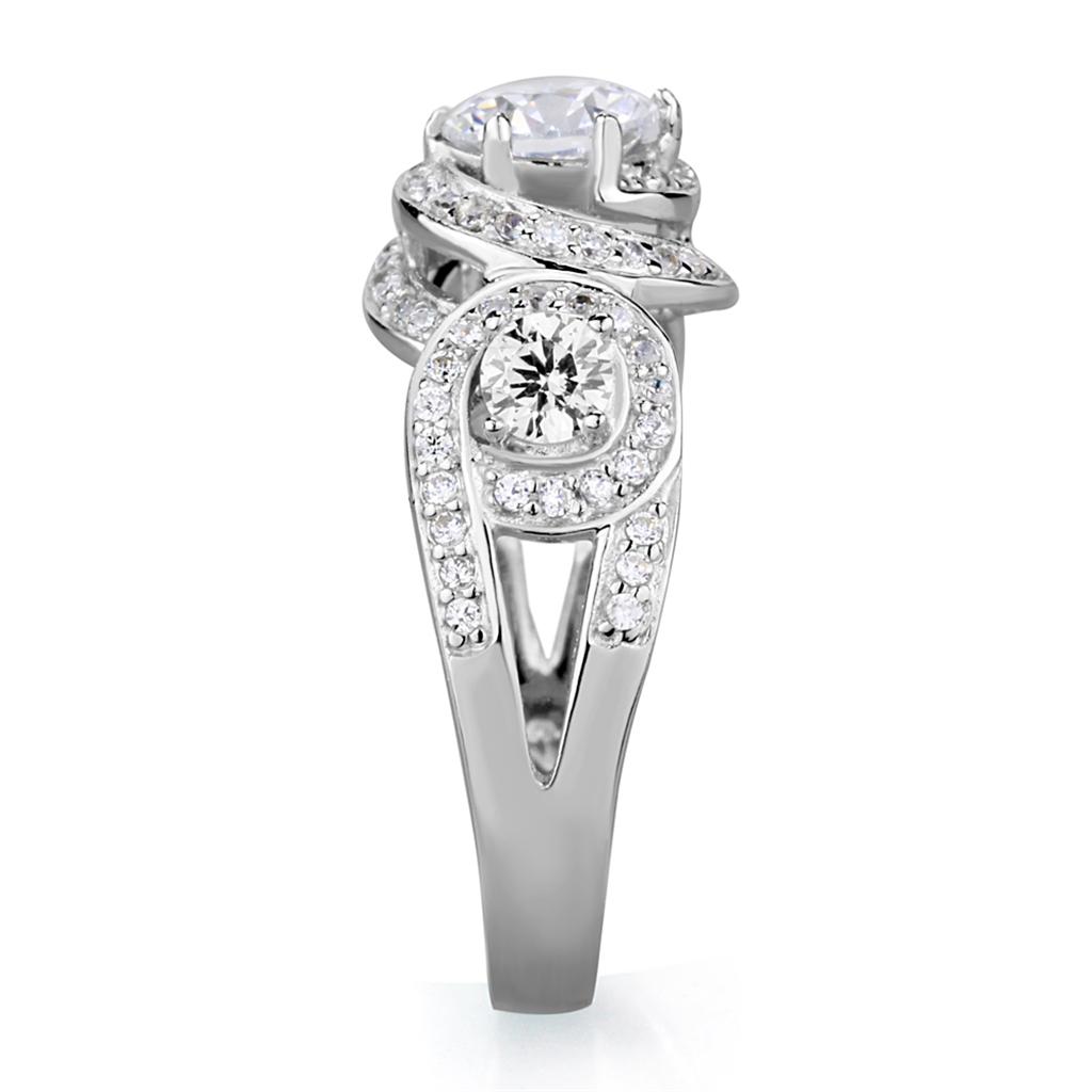 Rhodium 925 Sterling Silver Ring with AAA Grade CZ  in Clear
