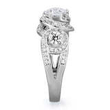 Rhodium 925 Sterling Silver Ring with AAA Grade CZ  in Clear