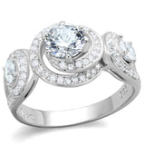 Rhodium 925 Sterling Silver Ring with AAA Grade CZ  in Clear
