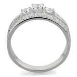 Rhodium 925 Sterling Silver Ring with AAA Grade CZ  in Clear