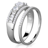Rhodium 925 Sterling Silver Ring with AAA Grade CZ  in Clear