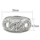 Rhodium 925 Sterling Silver Ring with AAA Grade CZ  in Clear