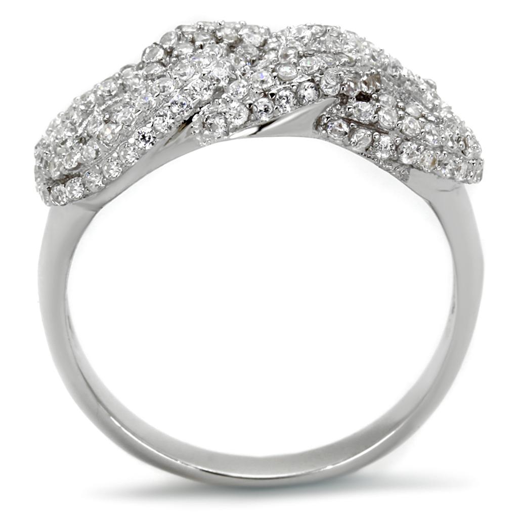 Rhodium 925 Sterling Silver Ring with AAA Grade CZ  in Clear