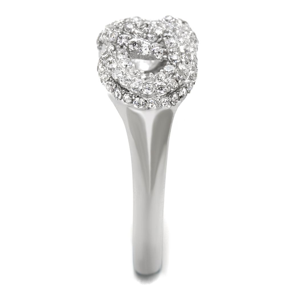 Rhodium 925 Sterling Silver Ring with AAA Grade CZ  in Clear