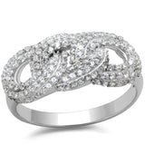 Rhodium 925 Sterling Silver Ring with AAA Grade CZ  in Clear