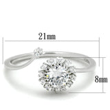 Rhodium 925 Sterling Silver Ring with AAA Grade CZ  in Clear