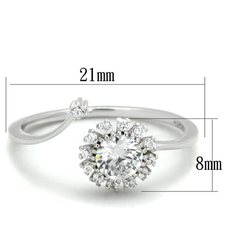 Rhodium 925 Sterling Silver Ring with AAA Grade CZ  in Clear