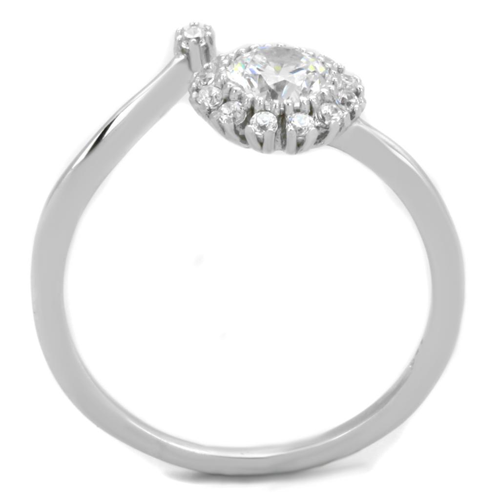 Rhodium 925 Sterling Silver Ring with AAA Grade CZ  in Clear
