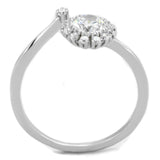 Rhodium 925 Sterling Silver Ring with AAA Grade CZ  in Clear