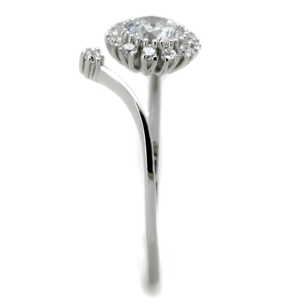 Rhodium 925 Sterling Silver Ring with AAA Grade CZ  in Clear