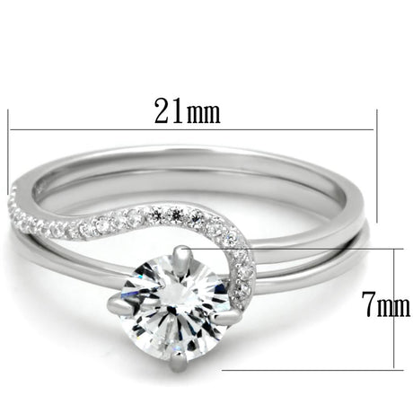 Rhodium 925 Sterling Silver Ring with AAA Grade CZ  in Clear