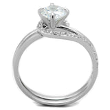 Rhodium 925 Sterling Silver Ring with AAA Grade CZ  in Clear