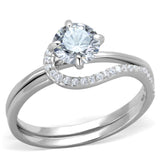 Rhodium 925 Sterling Silver Ring with AAA Grade CZ  in Clear
