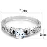Rhodium 925 Sterling Silver Ring with AAA Grade CZ  in Clear