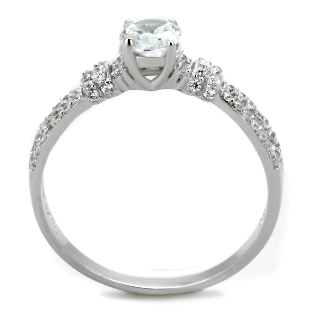 Rhodium 925 Sterling Silver Ring with AAA Grade CZ  in Clear