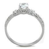 Rhodium 925 Sterling Silver Ring with AAA Grade CZ  in Clear