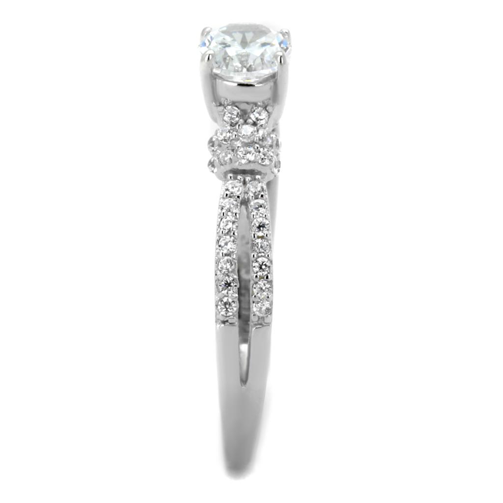 Rhodium 925 Sterling Silver Ring with AAA Grade CZ  in Clear