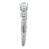 Rhodium 925 Sterling Silver Ring with AAA Grade CZ  in Clear
