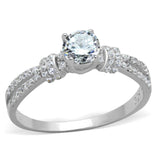 Rhodium 925 Sterling Silver Ring with AAA Grade CZ  in Clear