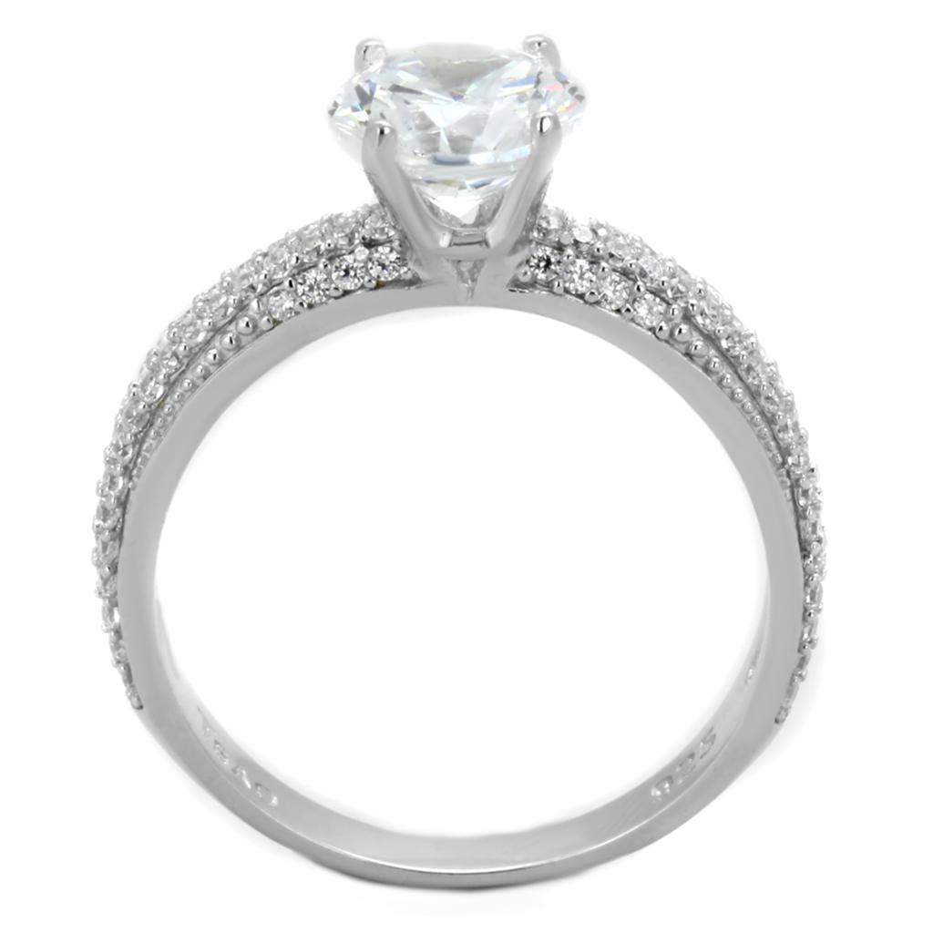 Rhodium 925 Sterling Silver Ring with AAA Grade CZ  in Clear