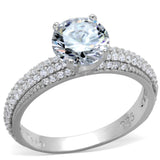 Rhodium 925 Sterling Silver Ring with AAA Grade CZ  in Clear