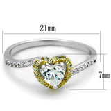 Reverse Two-Tone 925 Sterling Silver Ring with AAA Grade CZ  in Clear