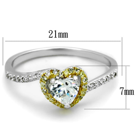Reverse Two-Tone 925 Sterling Silver Ring with AAA Grade CZ  in Clear