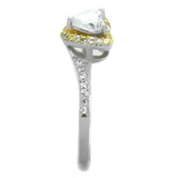 Reverse Two-Tone 925 Sterling Silver Ring with AAA Grade CZ  in Clear