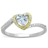 Reverse Two-Tone 925 Sterling Silver Ring with AAA Grade CZ  in Clear