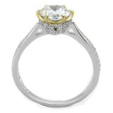 Reverse Two-Tone 925 Sterling Silver Ring with AAA Grade CZ  in Clear