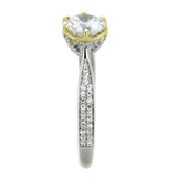 Reverse Two-Tone 925 Sterling Silver Ring with AAA Grade CZ  in Clear