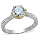Reverse Two-Tone 925 Sterling Silver Ring with AAA Grade CZ  in Clear