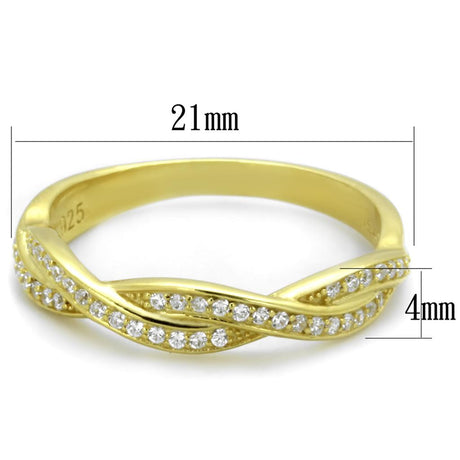 Gold 925 Sterling Silver Ring with AAA Grade CZ  in Clear