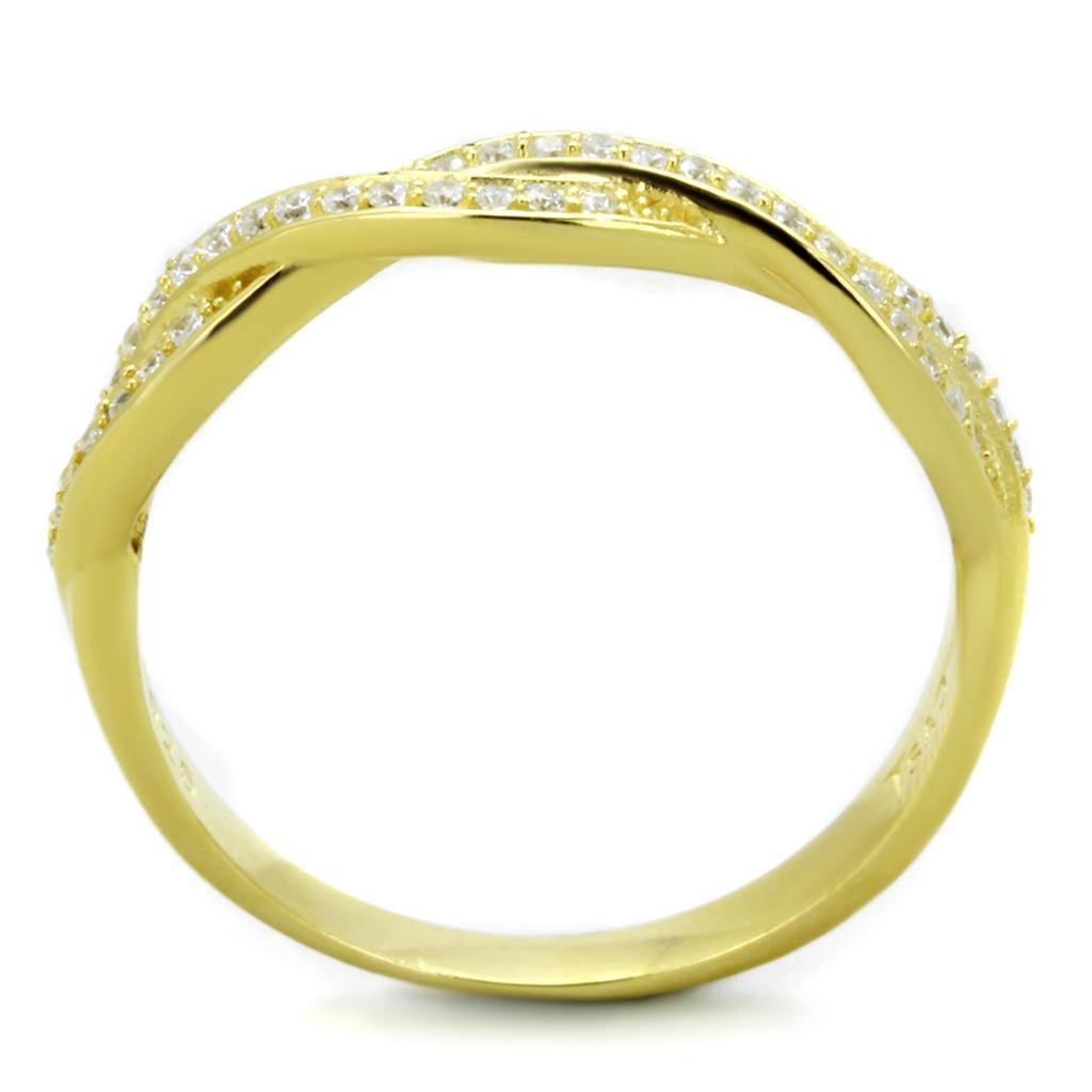 Gold 925 Sterling Silver Ring with AAA Grade CZ  in Clear