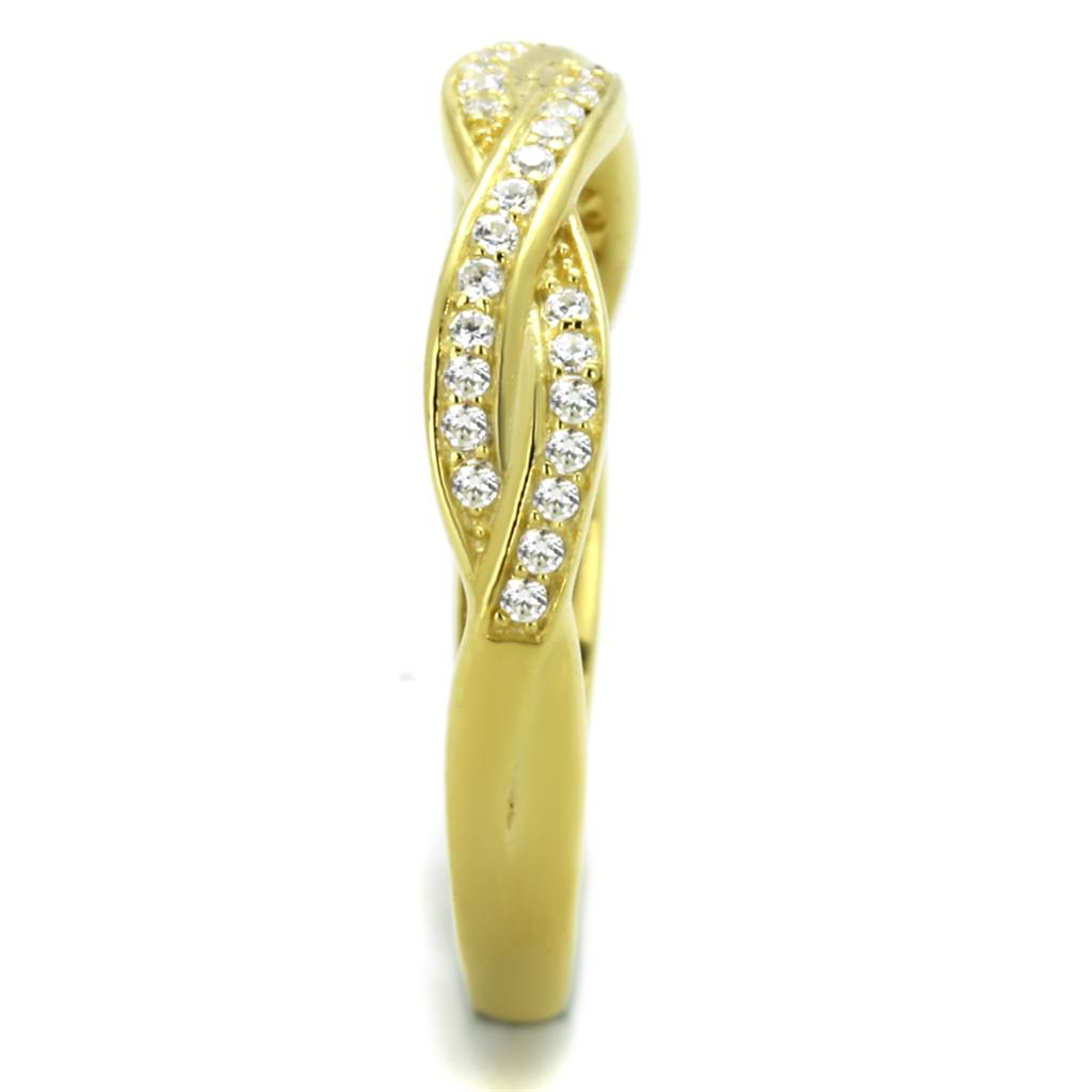 Gold 925 Sterling Silver Ring with AAA Grade CZ  in Clear