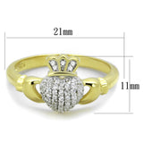 Gold+Rhodium 925 Sterling Silver Ring with AAA Grade CZ  in Clear