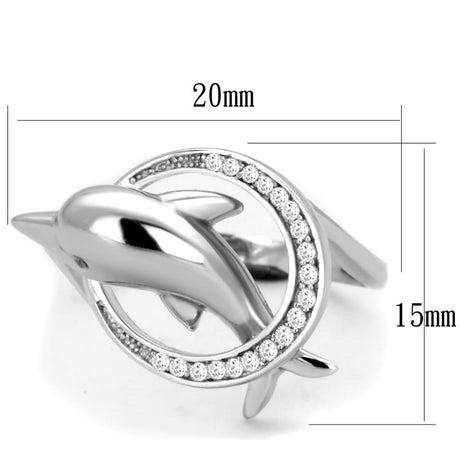 Rhodium 925 Sterling Silver Ring with AAA Grade CZ  in Clear