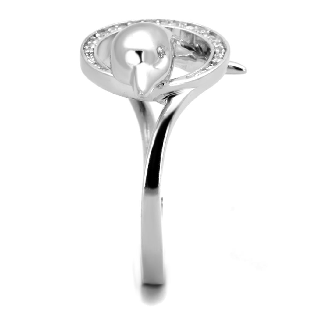 Rhodium 925 Sterling Silver Ring with AAA Grade CZ  in Clear