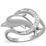 Rhodium 925 Sterling Silver Ring with AAA Grade CZ  in Clear