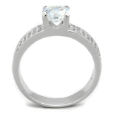 Rhodium 925 Sterling Silver Ring with AAA Grade CZ  in Clear