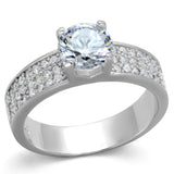 Rhodium 925 Sterling Silver Ring with AAA Grade CZ  in Clear