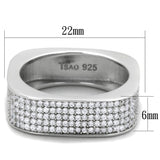 Rhodium 925 Sterling Silver Ring with AAA Grade CZ  in Clear