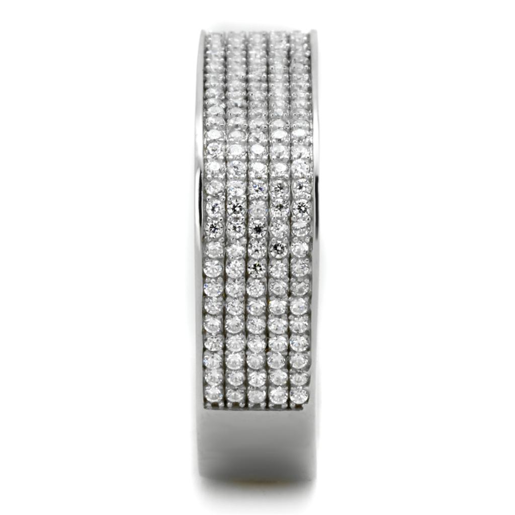 Rhodium 925 Sterling Silver Ring with AAA Grade CZ  in Clear