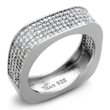 Rhodium 925 Sterling Silver Ring with AAA Grade CZ  in Clear