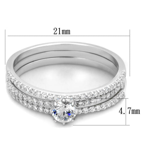 Rhodium 925 Sterling Silver Ring with AAA Grade CZ  in Clear