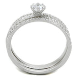 Rhodium 925 Sterling Silver Ring with AAA Grade CZ  in Clear